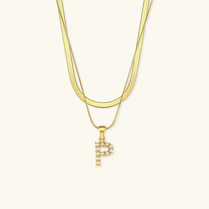 [Gaonasi]Fiona Layered Gold Initial Letter Necklace
