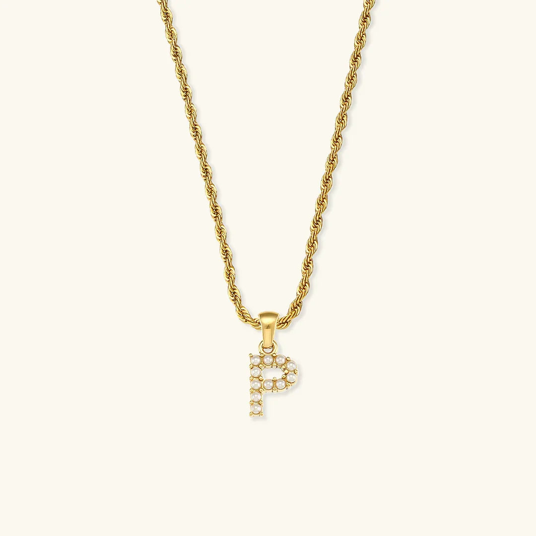 [Gaonasi]Elodie Initial Letter Pearl Necklace