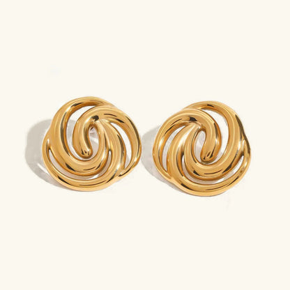 [Gaonasi]Janice Triple Spiral Gold Earrings