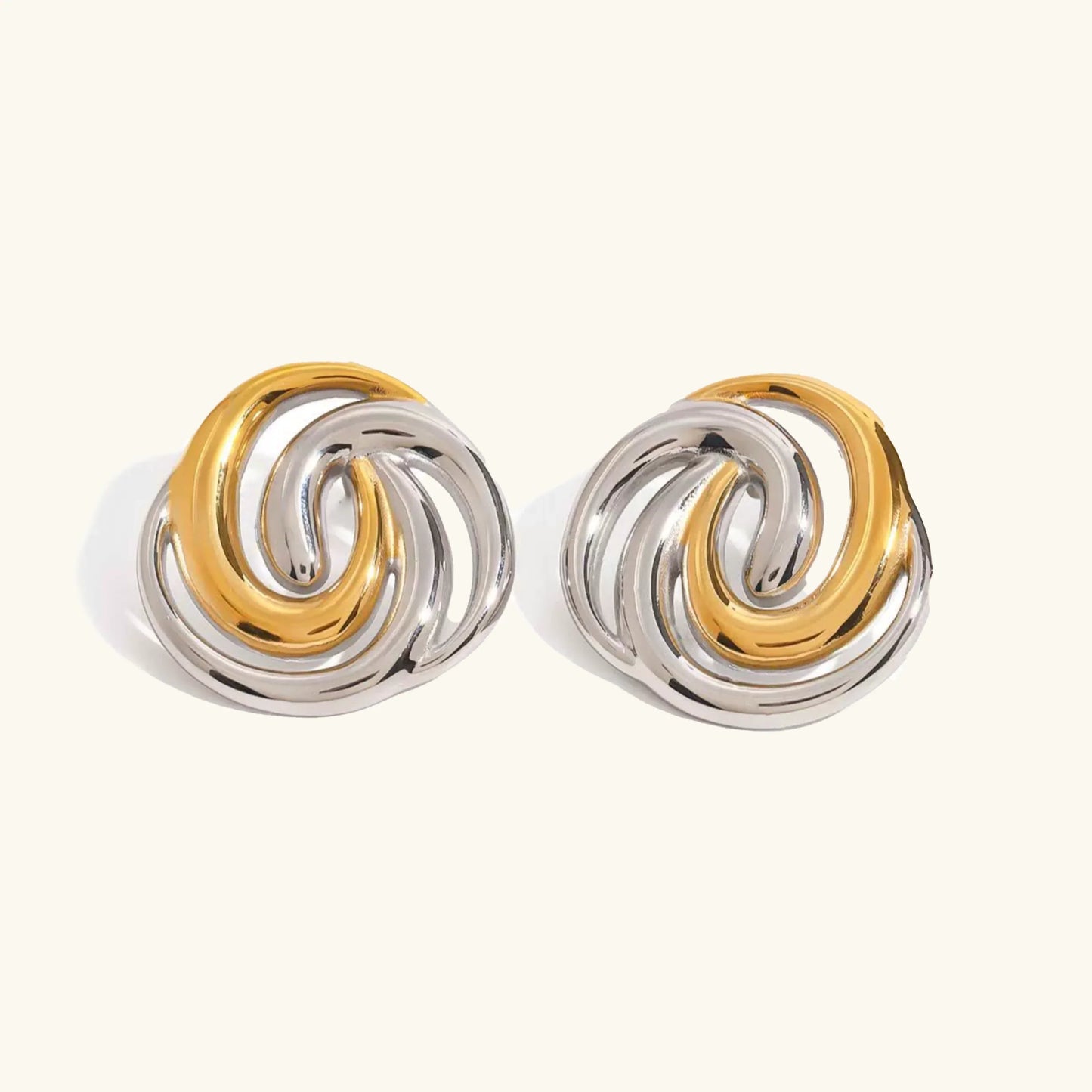[Gaonasi]Janice Triple Spiral Gold Earrings