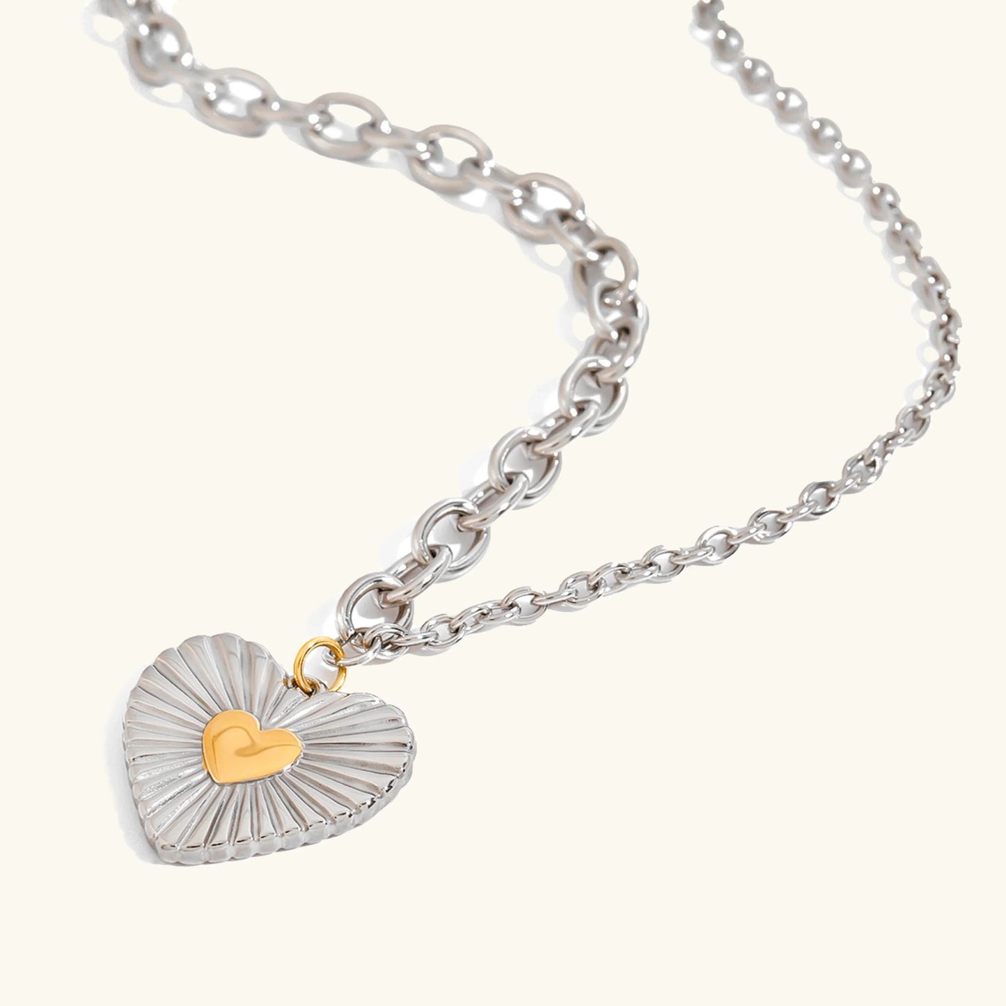 [Gaonasi]Judith Two Tone Heart Pendant