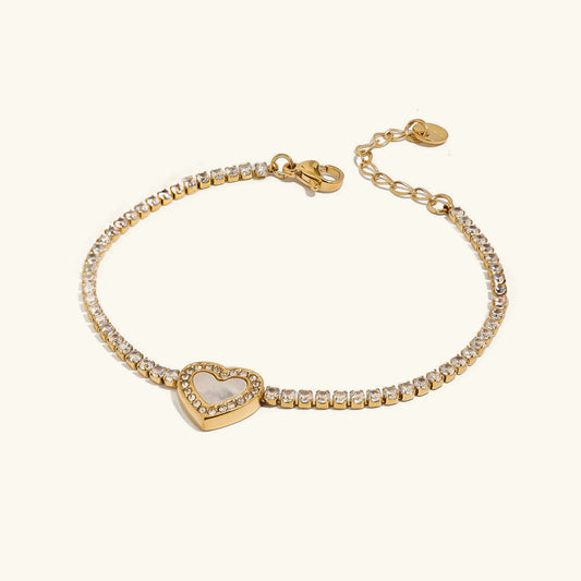 [Gaonasi]Cameron Diamond Heart Tennis Bracelet