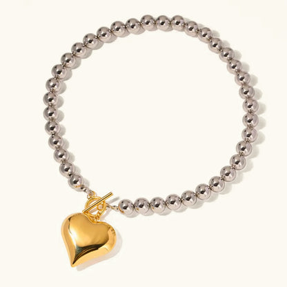[Gaonasi]Alicia Chunky Bead Heart Pendant
