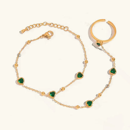 [Gaonasi]Gladys Emerald Heart Hand Chain