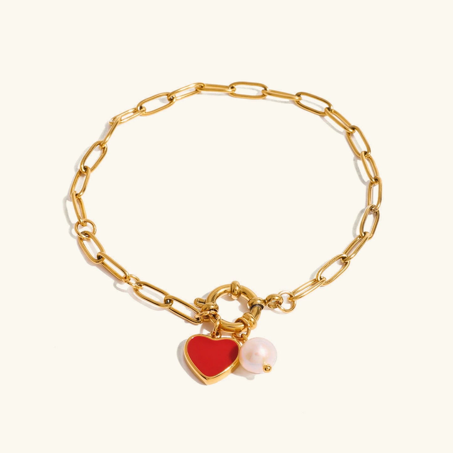 [Gaonasi]Nerissa Heart Chain Pearl Bracelet
