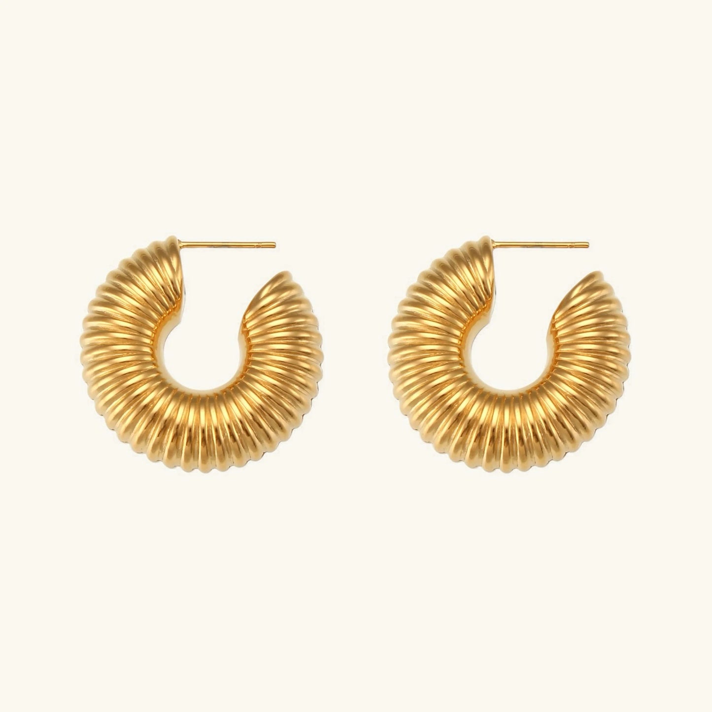 [Gaonasi]Aubrey Textured Gold Hoops