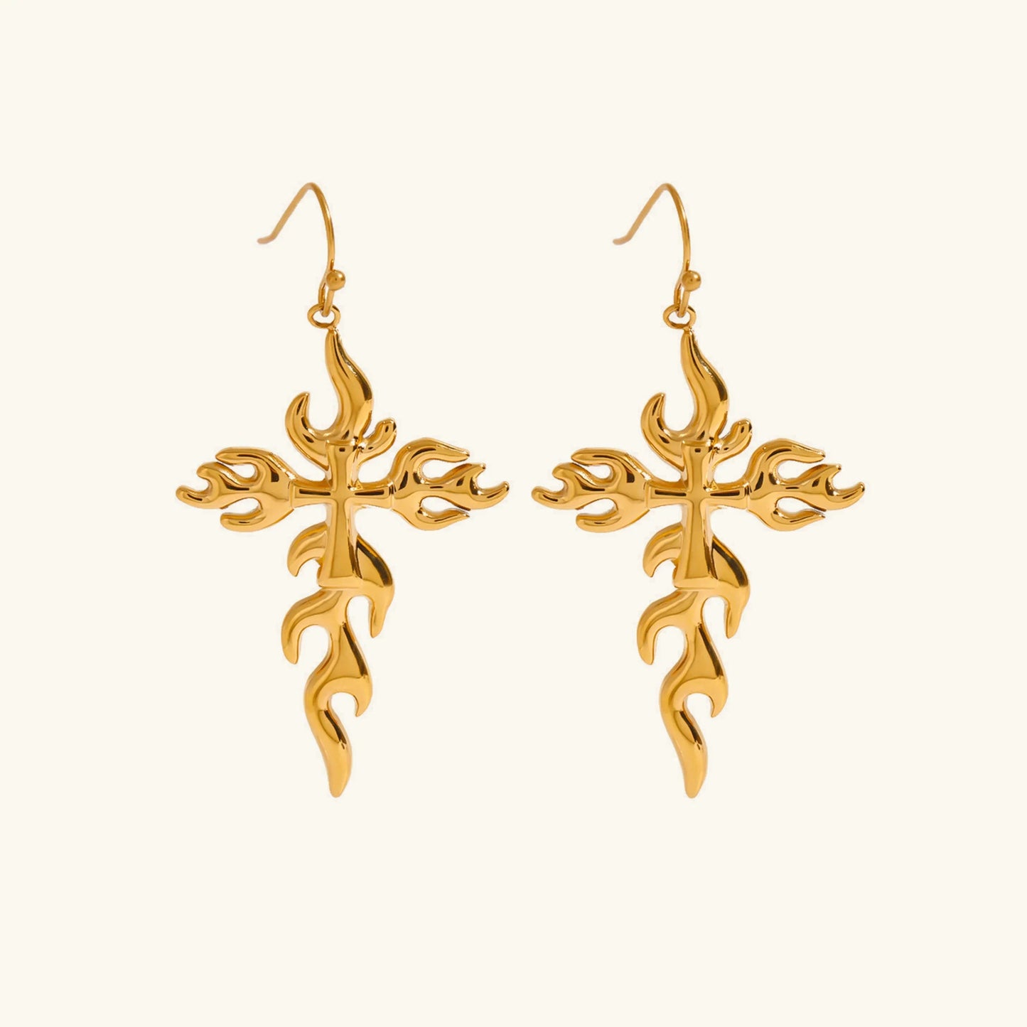 [Gaonasi]Adrielle Branched Cross Gold Earrings