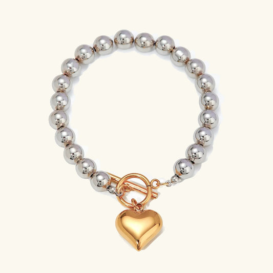 [Gaonasi]Alicia Chunky Bead Heart Bracelet