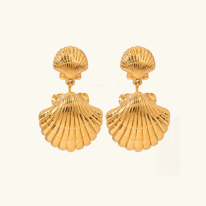 [Gaonasi]Sandy Gold Seashell Earrings