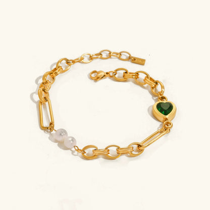 [Gaonasi]Maddison Pearl Chain Gold Bracelet