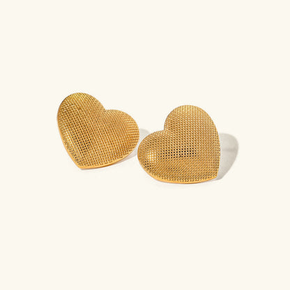 [Gaonasi]Cecelia Textured Heart Earrings