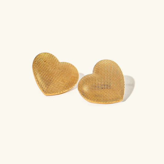 [Gaonasi]Cecelia Textured Heart Earrings