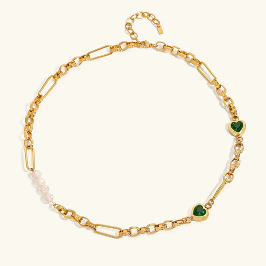 [Gaonasi]Maddison Pearl Chain Gold Necklace