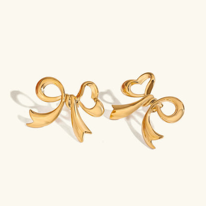 [Gaonasi]Carissa Gold Bowtie Earrings