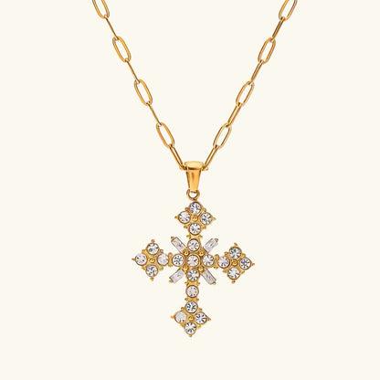 [Gaonasi]Divina Crystal Cross Necklace