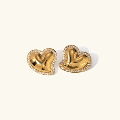 [Gaonasi]Holly Heart Gold Earrings