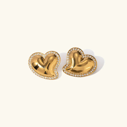 [Gaonasi]Holly Heart Gold Earrings