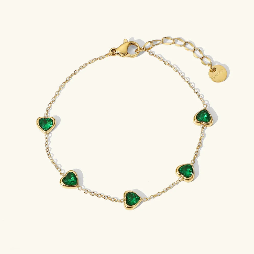 [Gaonasi]Francia Green Heart Bracelet