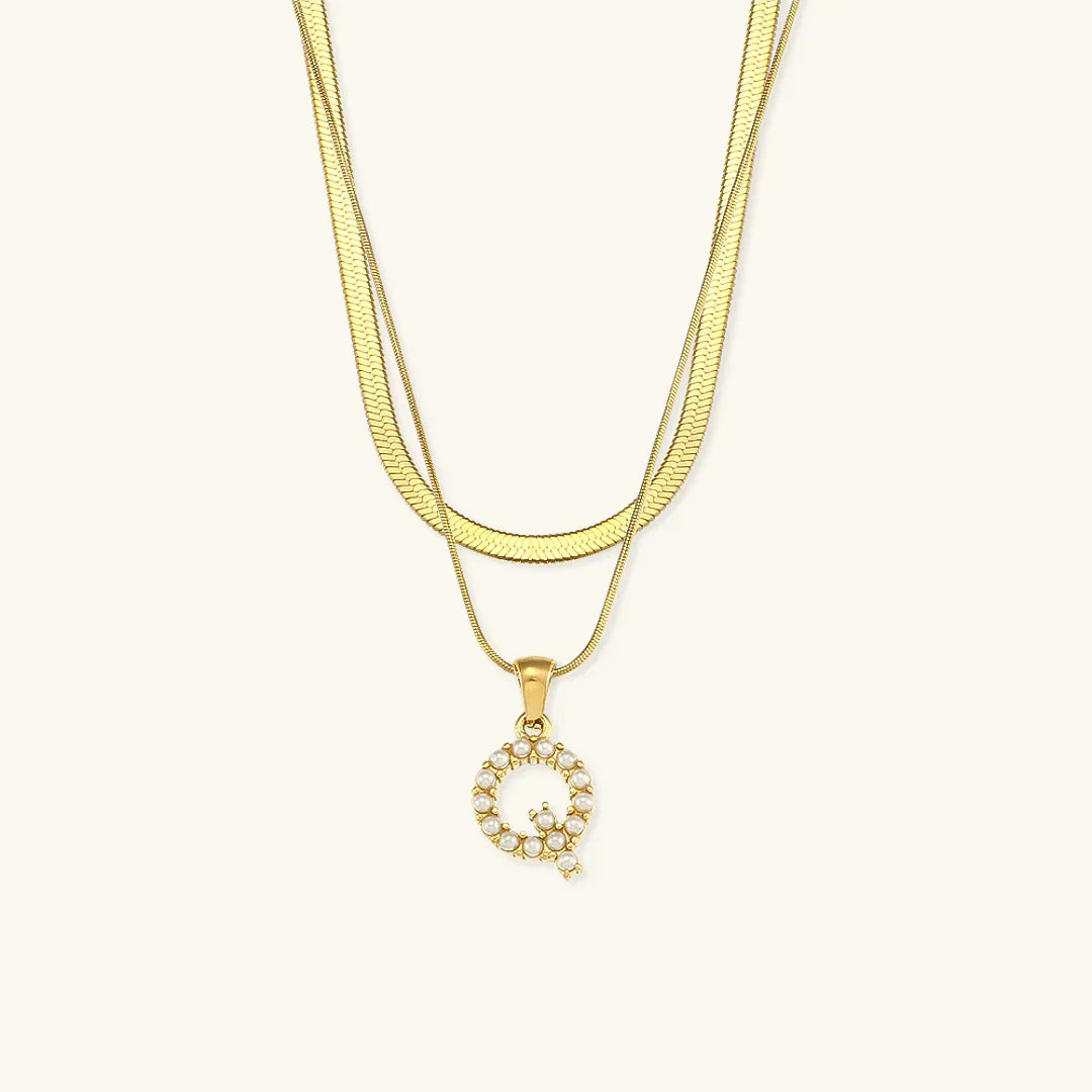 [Gaonasi]Fiona Layered Gold Initial Letter Necklace