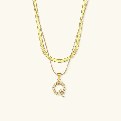 [Gaonasi]Fiona Layered Gold Initial Letter Necklace