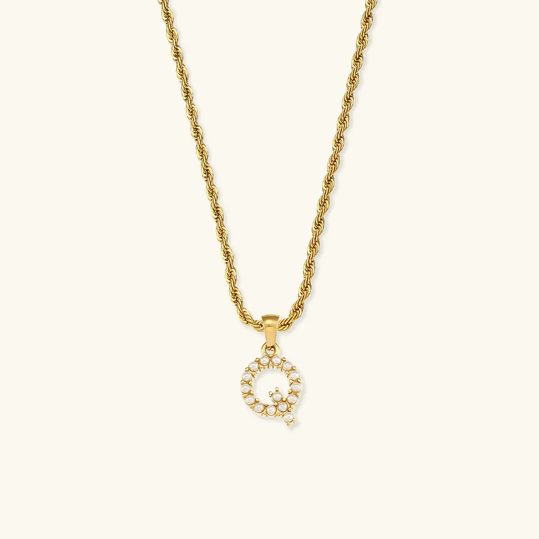 [Gaonasi]Elodie Initial Letter Pearl Necklace