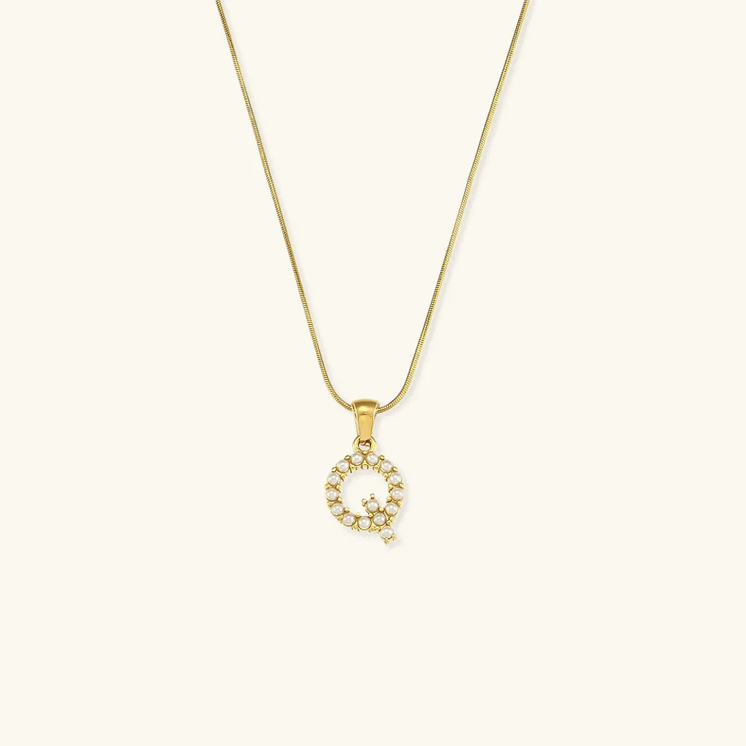 [Gaonasi]Augustine Initial Letter Pearl Necklace