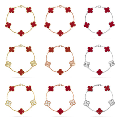 [Cadisa] CLOVER 5 MOTIF RED CORNELIAN BRACELET COLLECTION