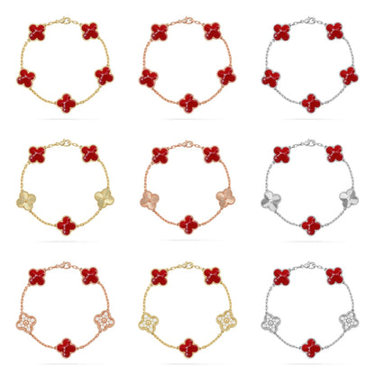 [Cadisa]CLOVER 5 MOTIF RED PATTERN BRACELET COLLECTION