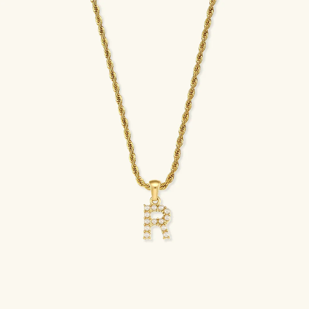 [Gaonasi]Elodie Initial Letter Pearl Necklace