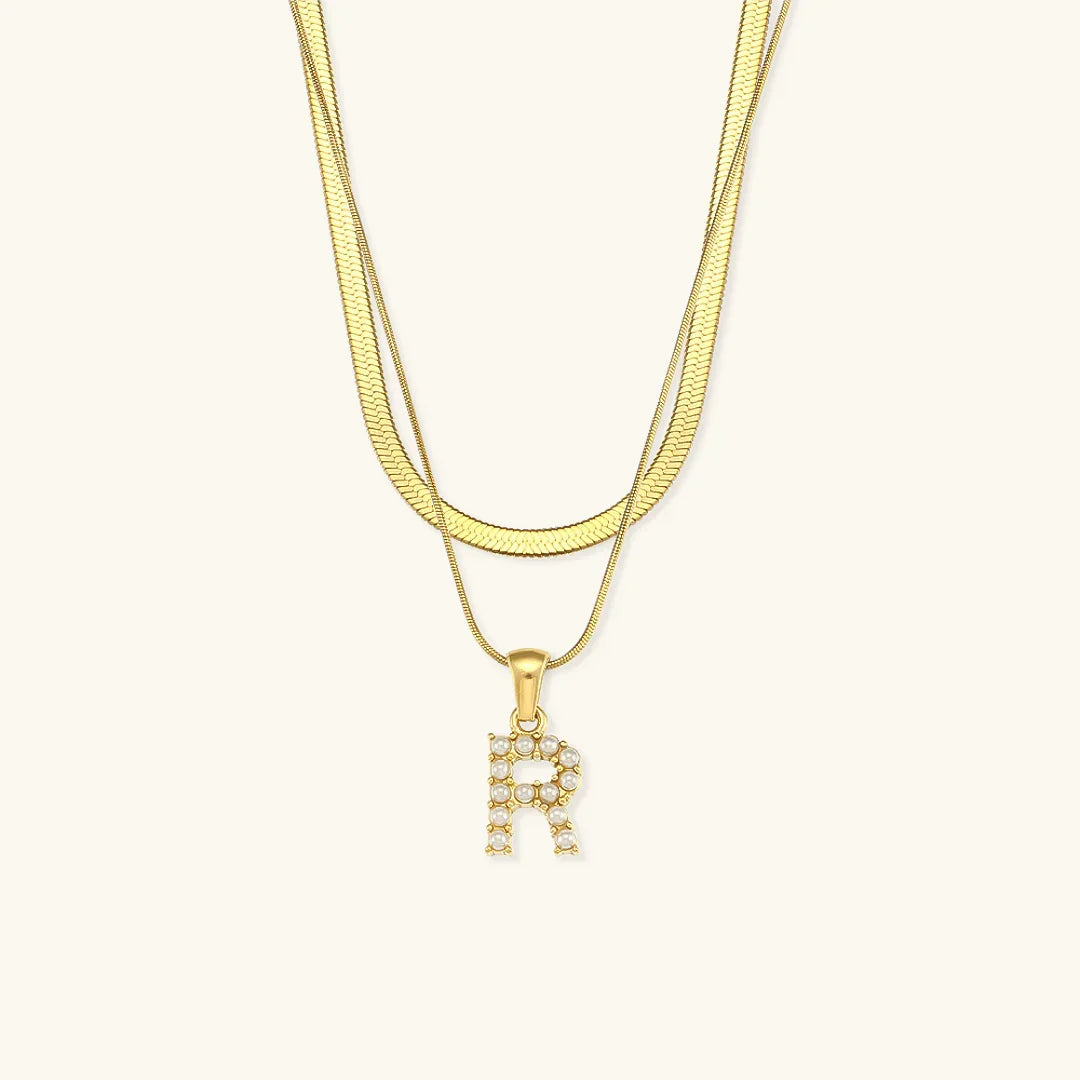 [Gaonasi]Fiona Layered Gold Initial Letter Necklace