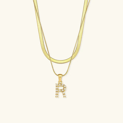 [Gaonasi]Fiona Layered Gold Initial Letter Necklace