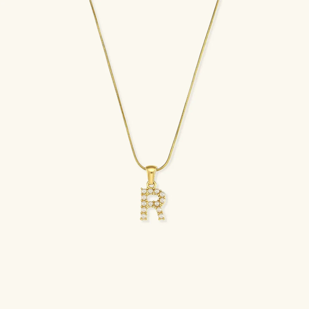 [Gaonasi]Augustine Initial Letter Pearl Necklace