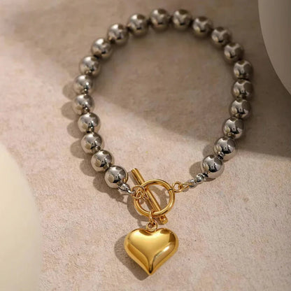 [Gaonasi]Alicia Chunky Bead Heart Bracelet