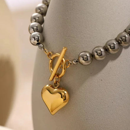 [Gaonasi]Alicia Chunky Bead Heart Bracelet