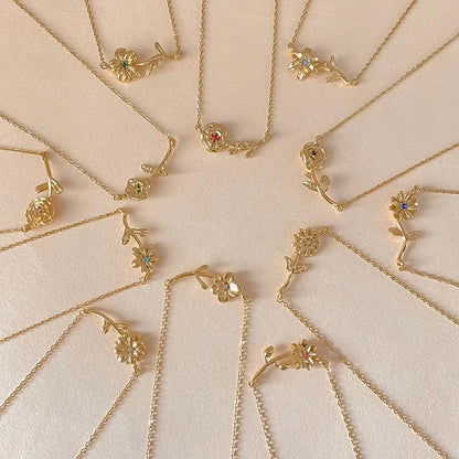 [Gaonasi]Maribelle Birth Flower Gold Necklace