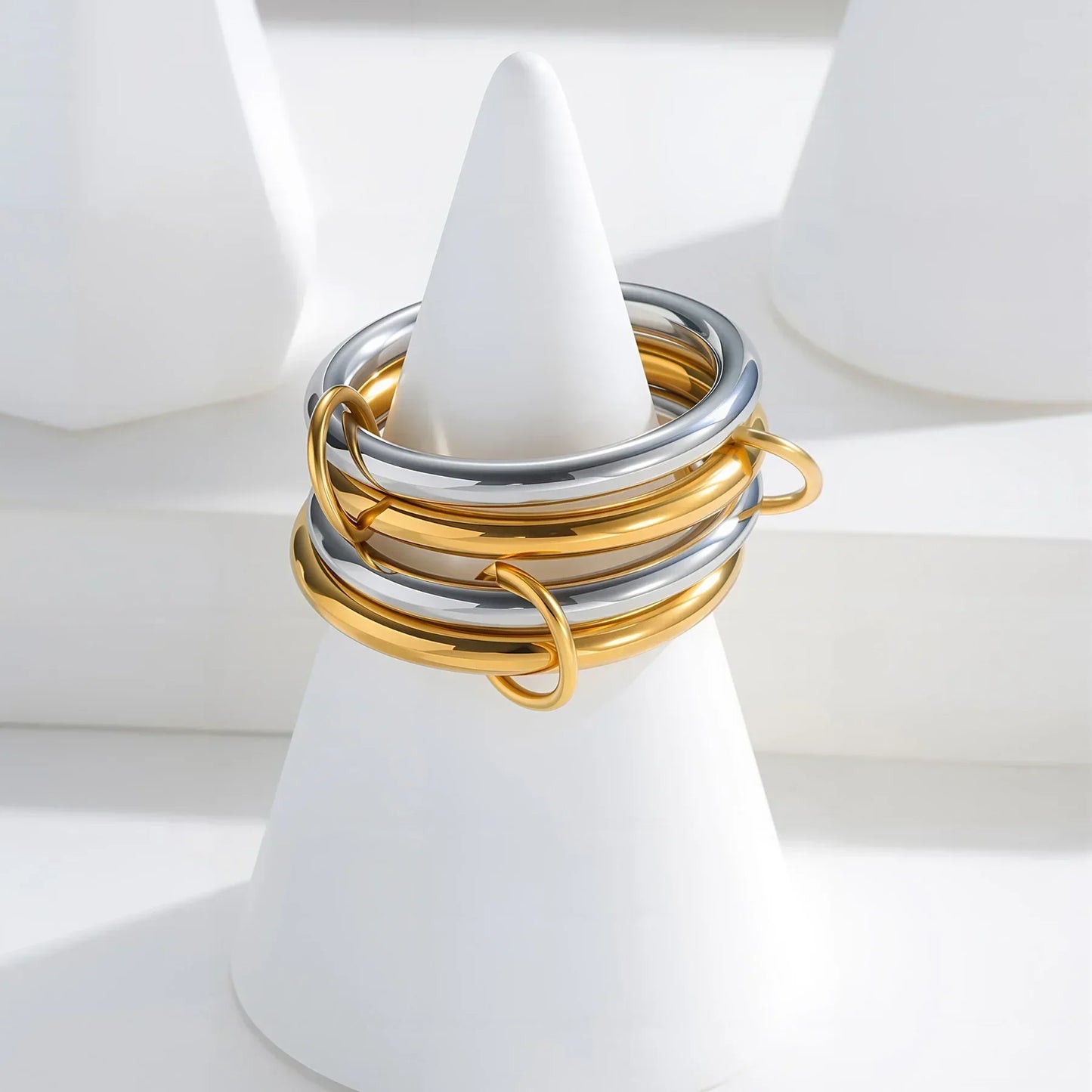 [Gaonasi]Alexandria Two-Tone Stacked Ring