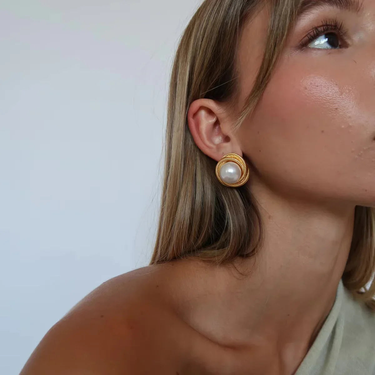 [Gaonasi]Aqua Freshwater Pearl Earrings