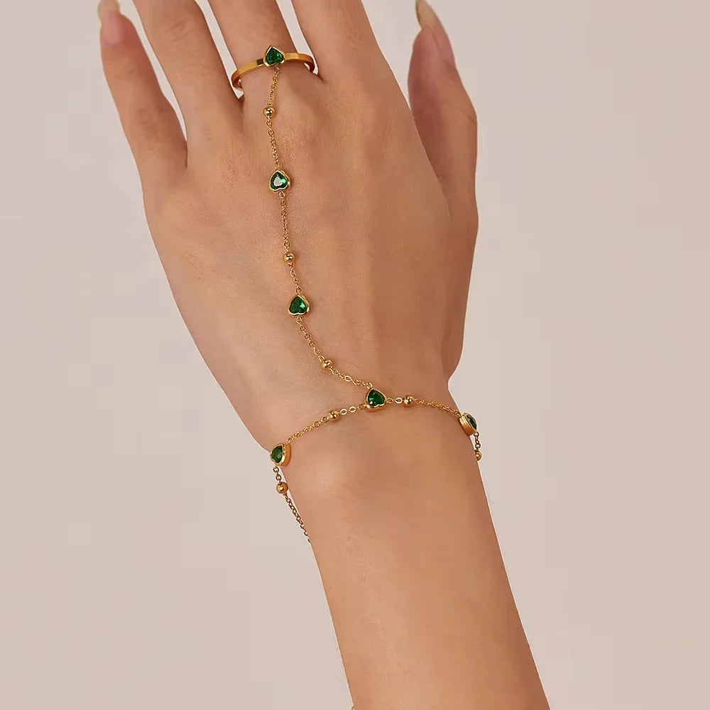 [Gaonasi]Gladys Emerald Heart Hand Chain