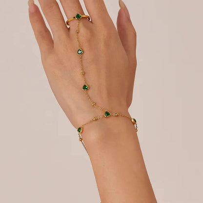 [Gaonasi]Gladys Emerald Heart Hand Chain