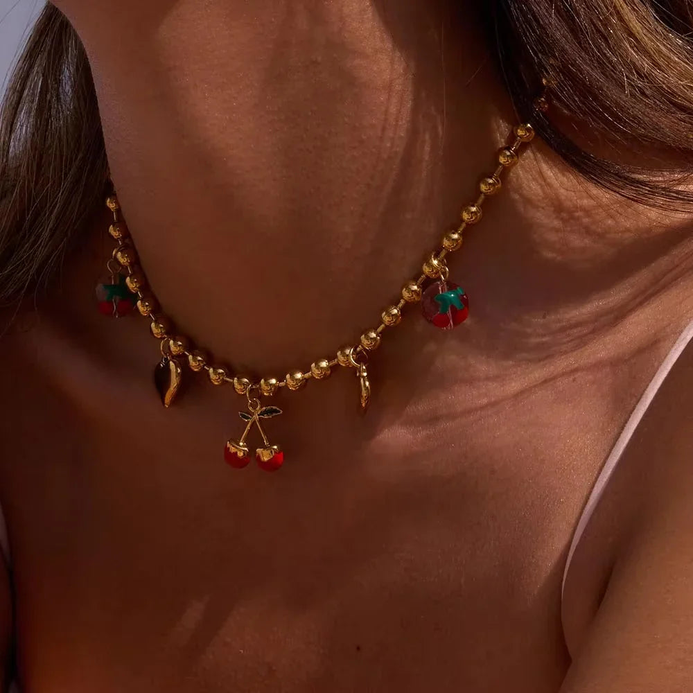 [Gaonasi]Kai Gold Cherry Necklace