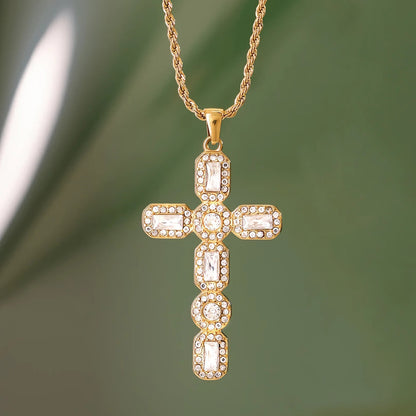 [Gaonasi]Evangelina Diamond Cross Necklace