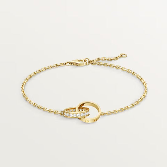[Gaonasi Jewelry]LOVE DOUBLE RING HALF DIAMOND BRACELET