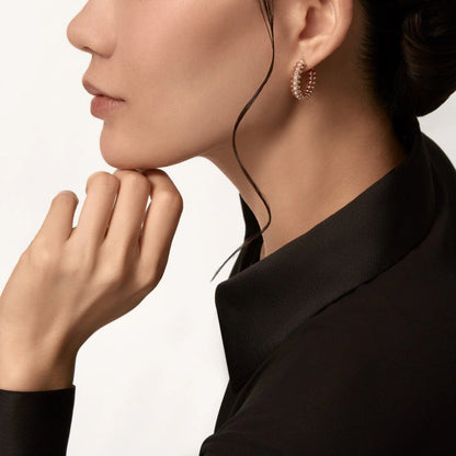 [Gaonasi Jewelry]CLASH 6.4MM FULL DIAMOND SMALL EARRINGS