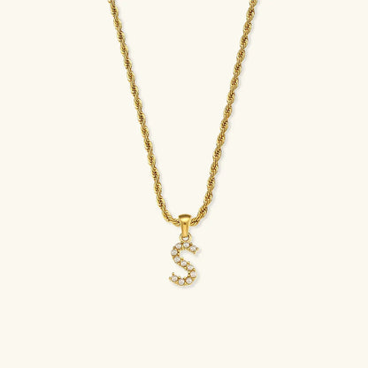 [Gaonasi]Elodie Initial Letter Pearl Necklace