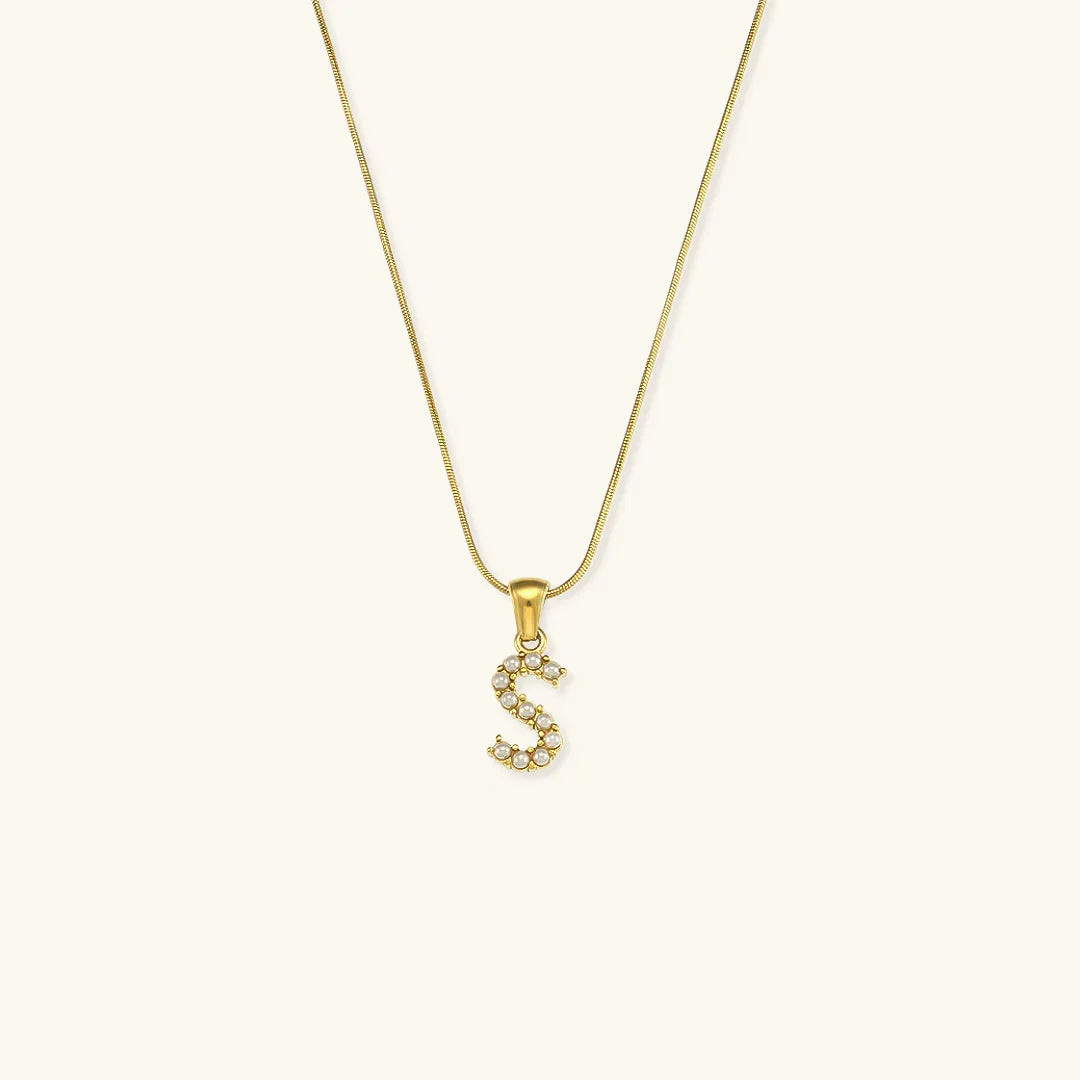 [Gaonasi]Augustine Initial Letter Pearl Necklace