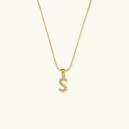 [Gaonasi]Augustine Initial Letter Pearl Necklace