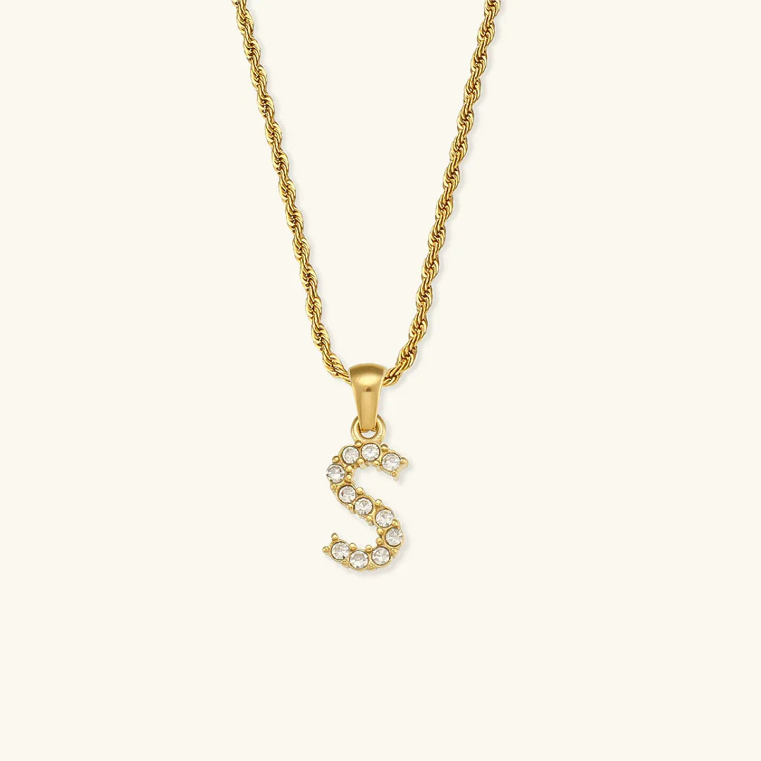 [Gaonasi]Maeve Letter Initial Diamond Necklace