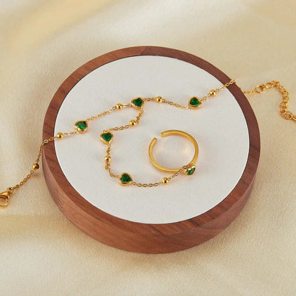 [Gaonasi]Gladys Emerald Heart Hand Chain