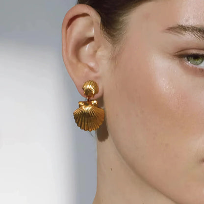 [Gaonasi]Sandy Gold Seashell Earrings