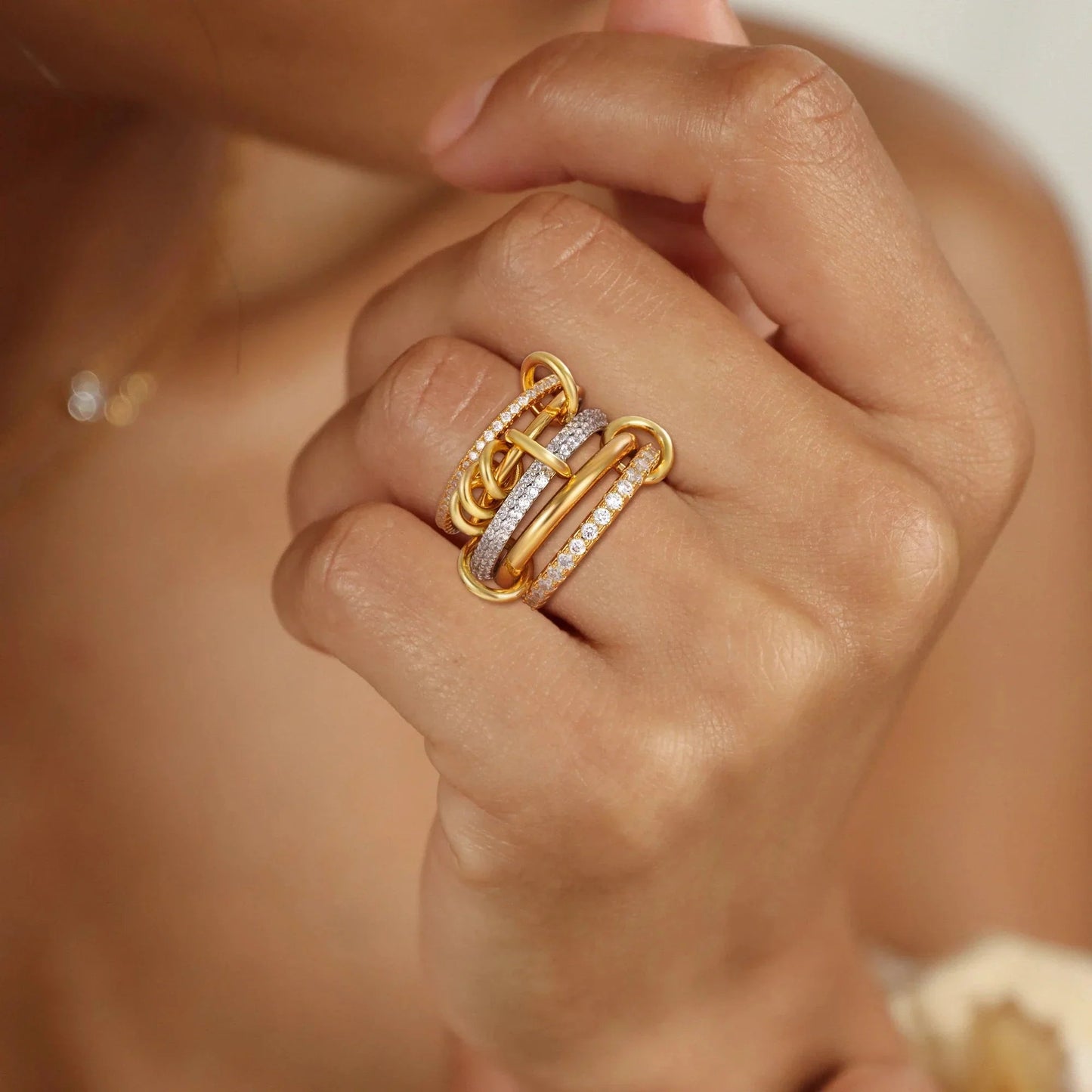 [Gaonasi]Blaise Stacked Diamond Ring